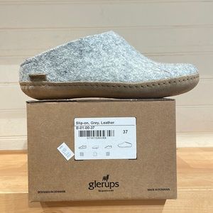Glerups Grey Leather Slippers